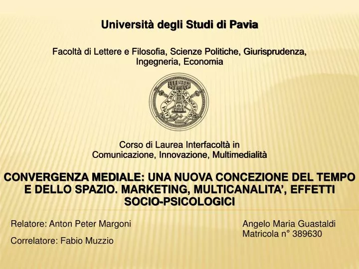 PPT - Università degli Studi di Pavia PowerPoint Presentation, free  download - ID:2174805