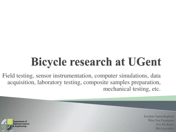 bicycle research at ugent n.