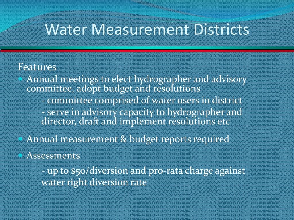PPT Water Measurement District for Ground Water Rights in the Upper