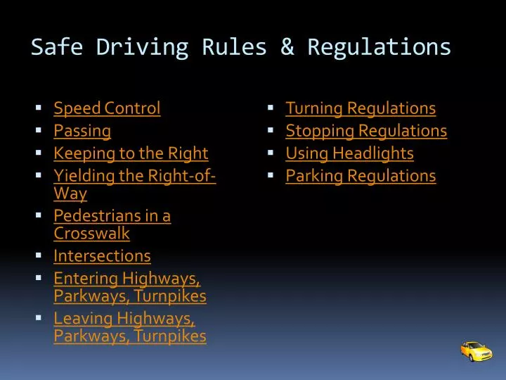 rules driving regulations safe powerpoint presentation ppt