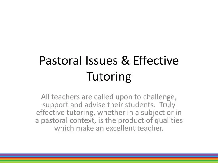 pastoral issues effective tutoring n.