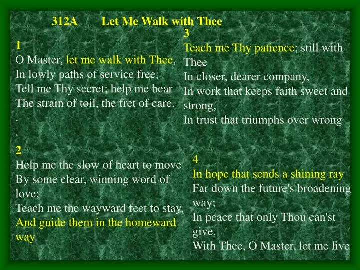Ppt 1 O Master Let Me Walk With Thee In Lowly Paths Of Service Free Powerpoint Presentation Id