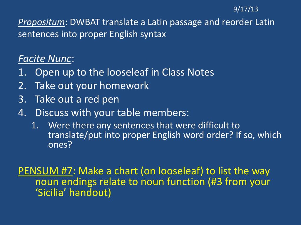 Latin Syntax Chart