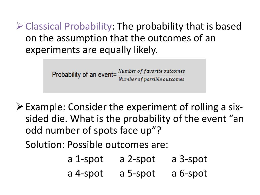Solved 1. Define Classical Probability, provide a formula
