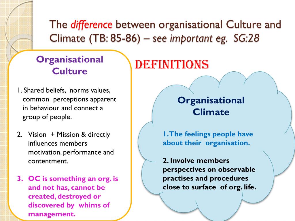 difference between organisational culture and climate