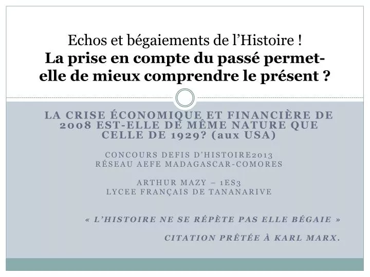 Ppt La Crise Economique Et Financiere De 08 Est Elle De Meme Nature Que Celle De 1929 Aux Usa Powerpoint Presentation Id