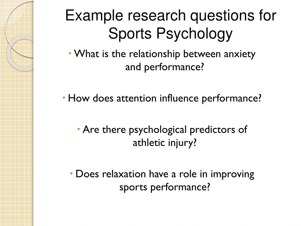 research questions about sports psychology