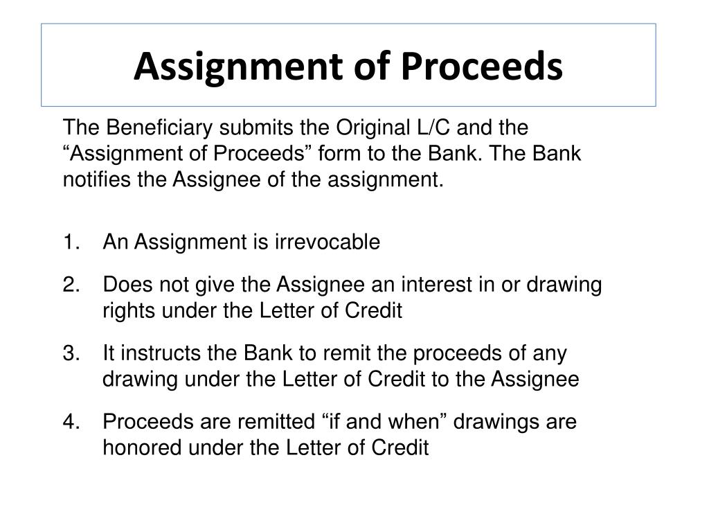 meaning of assignment of proceeds