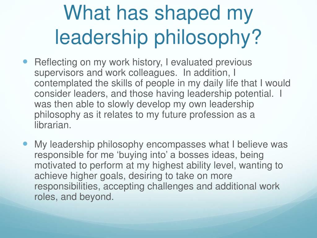 personal educational leadership philosophy statement examples