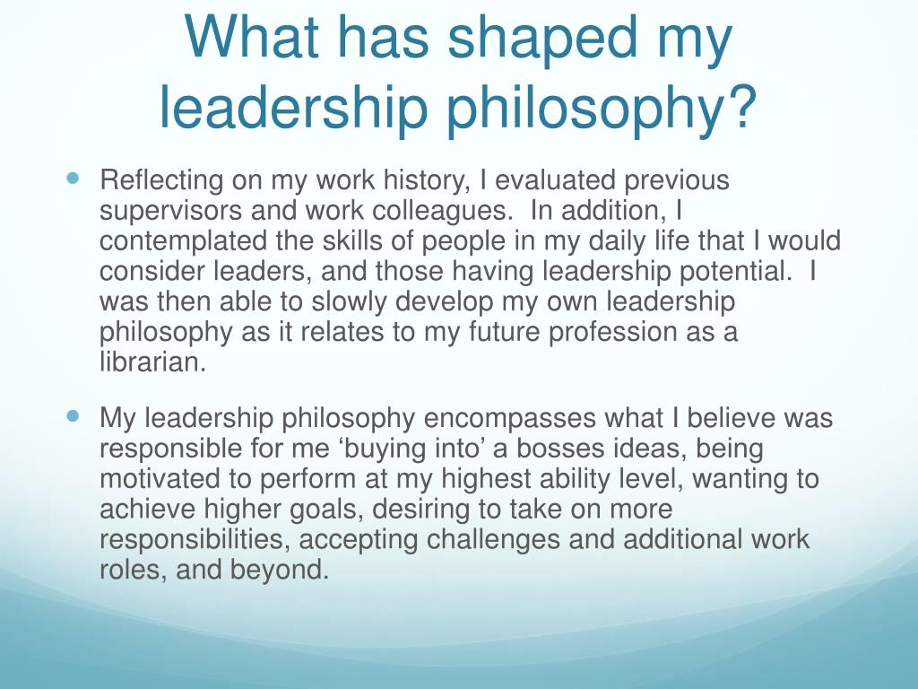 personal leadership philosophy essay pdf