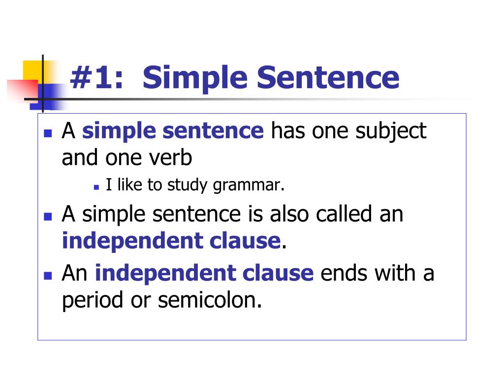 simple sentence of presentation