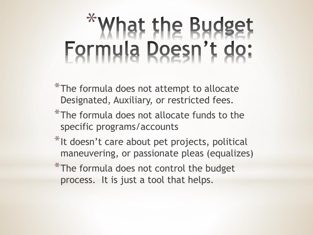 PPT Purpose of the Budget Formula PowerPoint Presentation, free