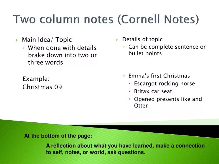 PPT Two column notes (Cornell Notes) PowerPoint Presentation, free