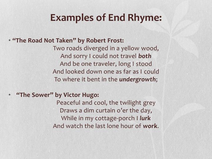examples of end rhyme Ppt literary terms powerpoint presentation id:2323900.