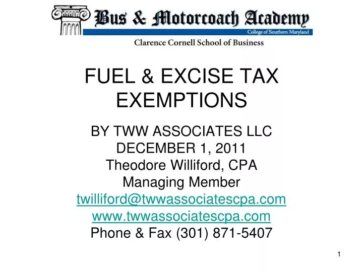 PPT FUEL & EXCISE TAX EXEMPTIONS PowerPoint Presentation, free