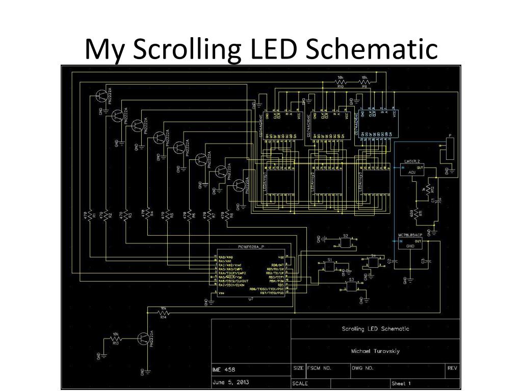Scrolling LED Project PowerPoint Presentation, free download Circuit Diagram