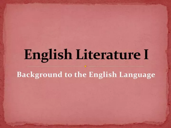 introduction to english literature ppt