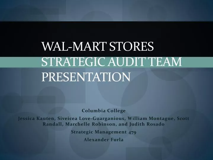 wal mart stores strategic audit team presentation n.