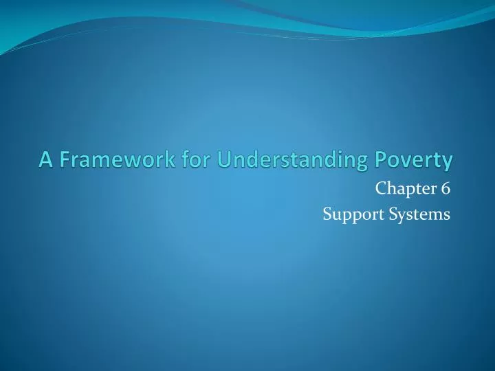 a framework for understanding poverty n.