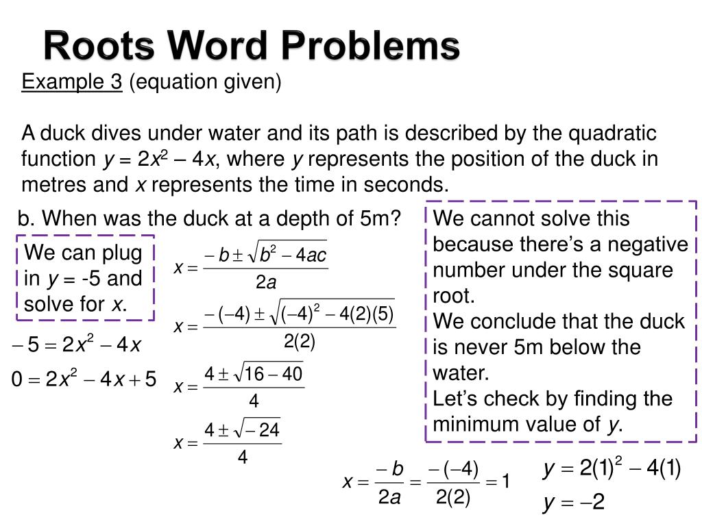 word problem quadratic function examples