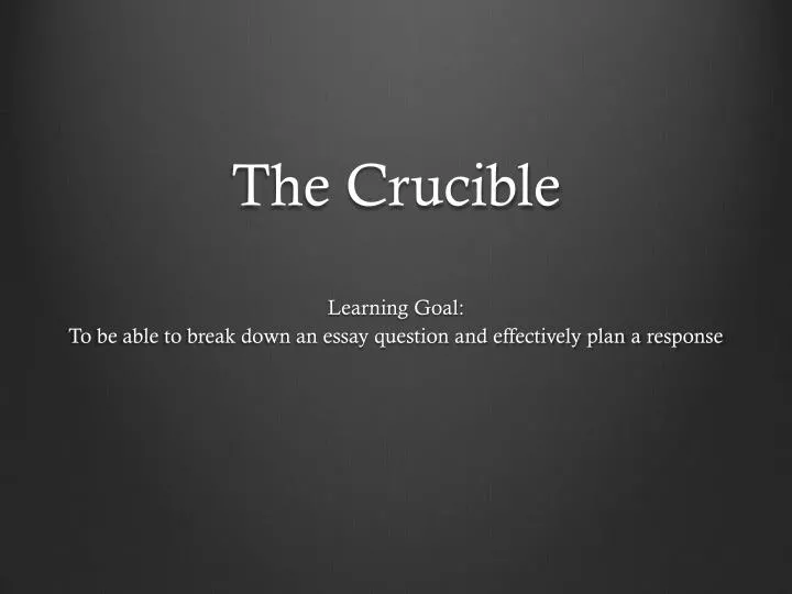 the crucible response essay The crucible and hale essay the crucible essay in arthur miller’s 1952 play the crucible, hale appears in act 1 as a response to reverend parris’ request to. the crucible response essay The crucible and hale essay the crucible essay in arthur miller’s 1952 play the crucible, hale appears in act 1 as a response to reverend parris’ request to.