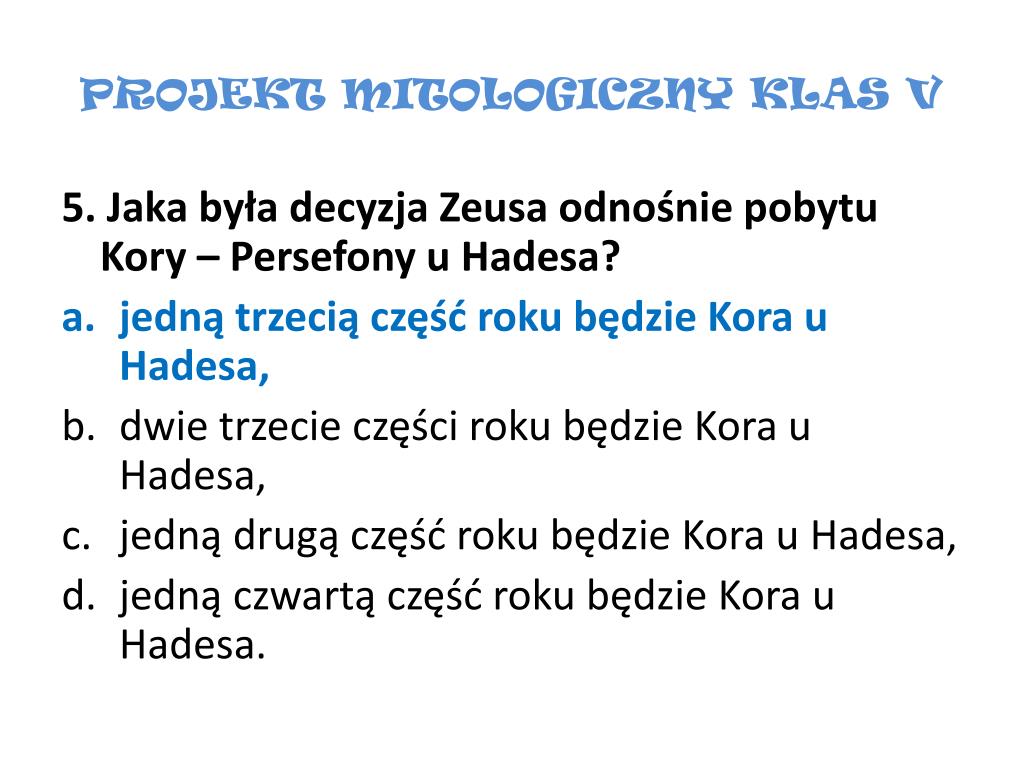 PPT - PROJEKT MITOLOGICZNY KLAS V „MITOLOGIA BEZ TAJEMNIC” PowerPoint