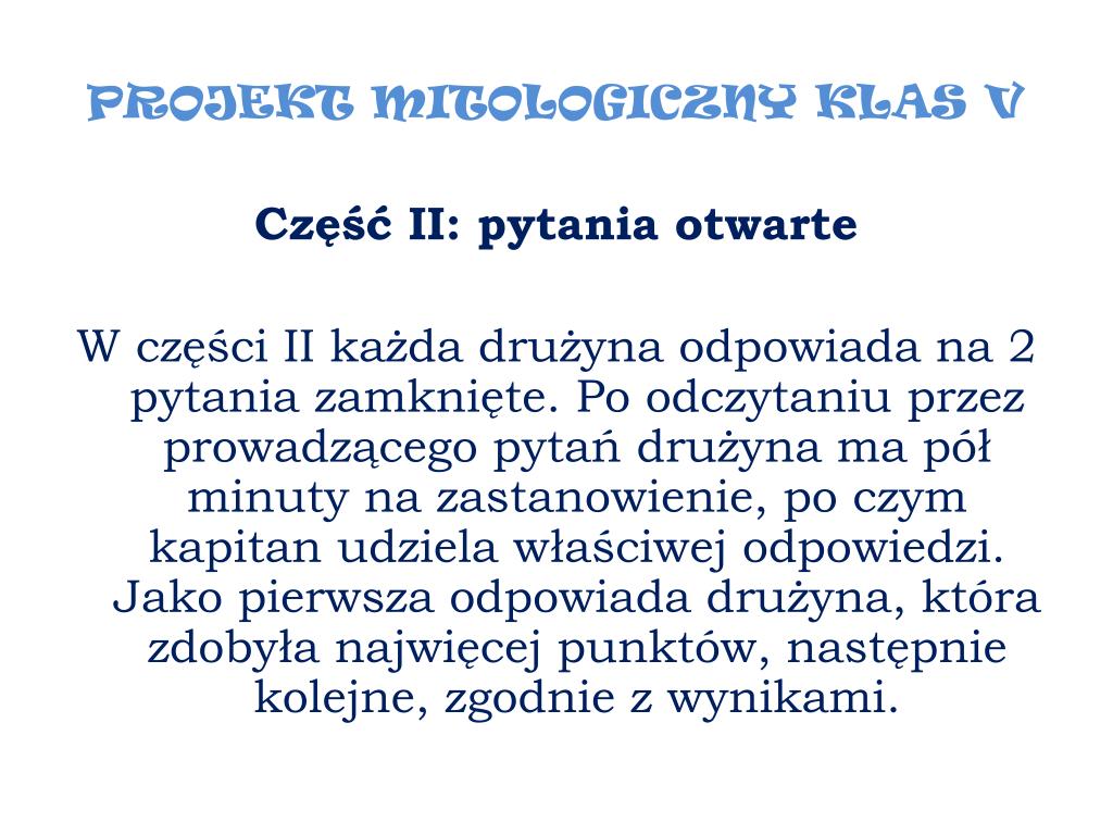PPT - PROJEKT MITOLOGICZNY KLAS V „MITOLOGIA BEZ TAJEMNIC” PowerPoint