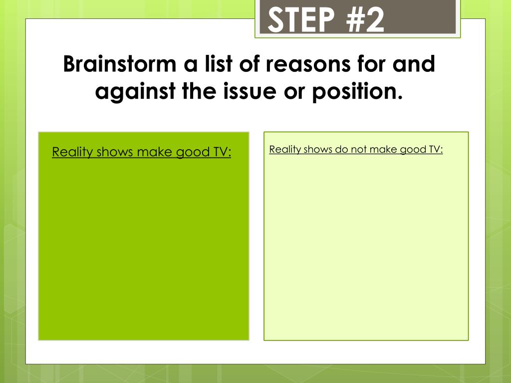 Persuasive essay reality tv