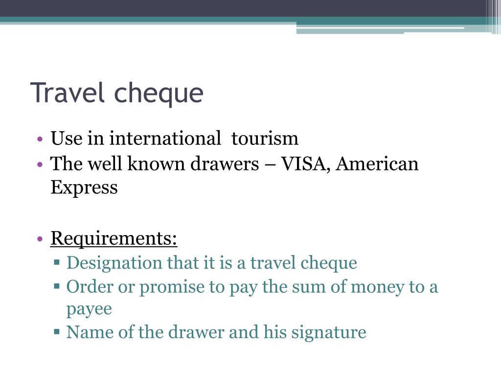 travel cheque definition