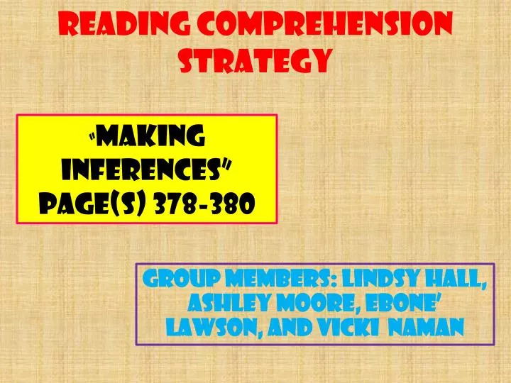 PPT - Reading Comprehension Strategy PowerPoint Presentation, free ...