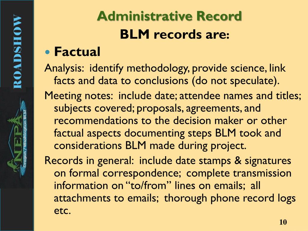 PPT - Administrative Record ANITA BILBAO, OR-931 Forest Management ...