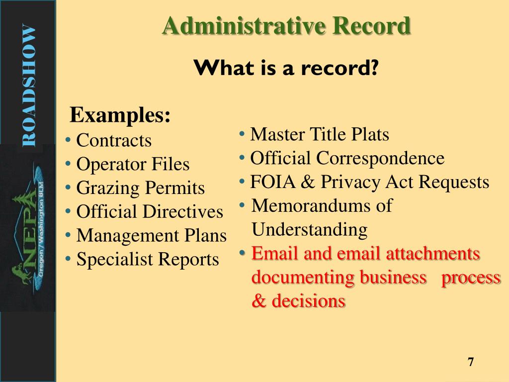 PPT - Administrative Record ANITA BILBAO, OR-931 Forest Management ...