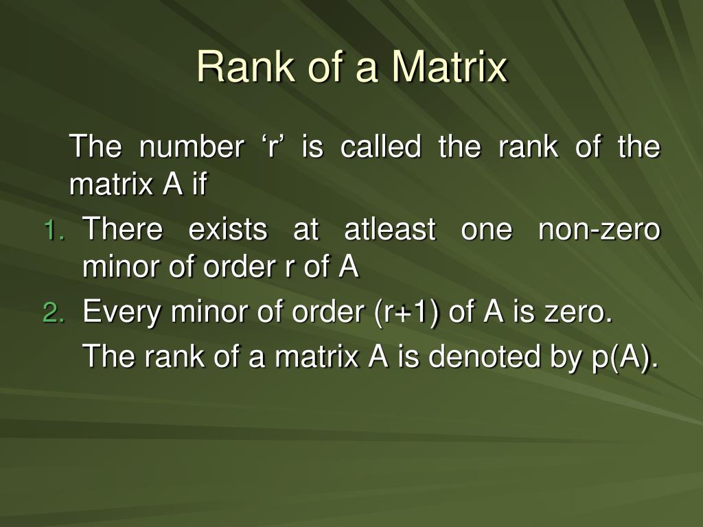 rank of matrix presentation ppt