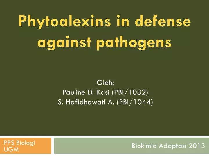 phytoalexins in defense against pathogens n.