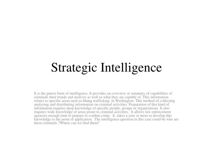 Ppt strategic intelligence powerpoint presentation free download