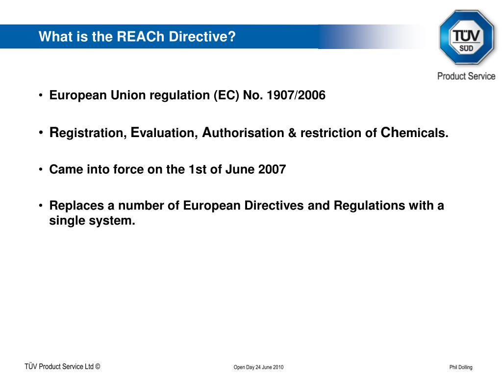 PPT REACh What is it and how does it affect you? Phil Dolling