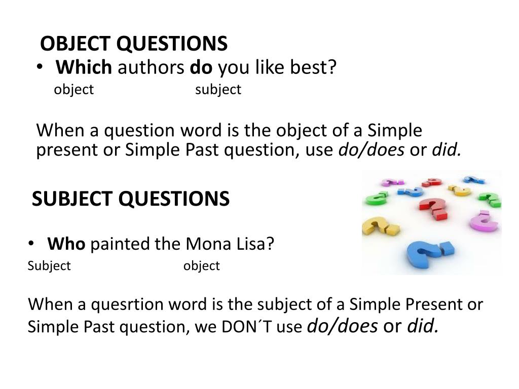 subject and object questions powerpoint presentation