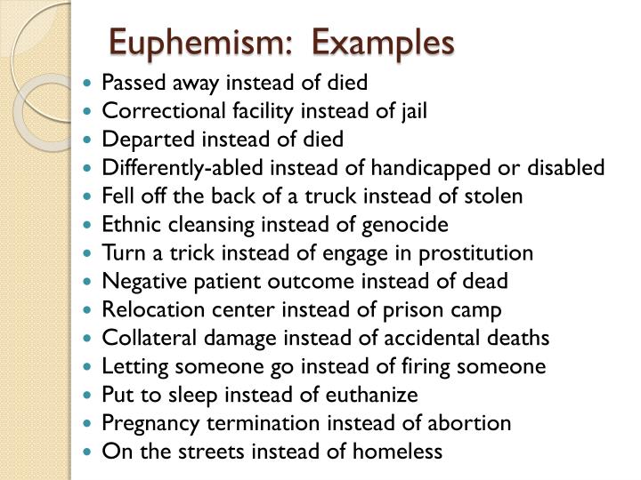 Euphemism in Literature Examples examples of euphemism in literature