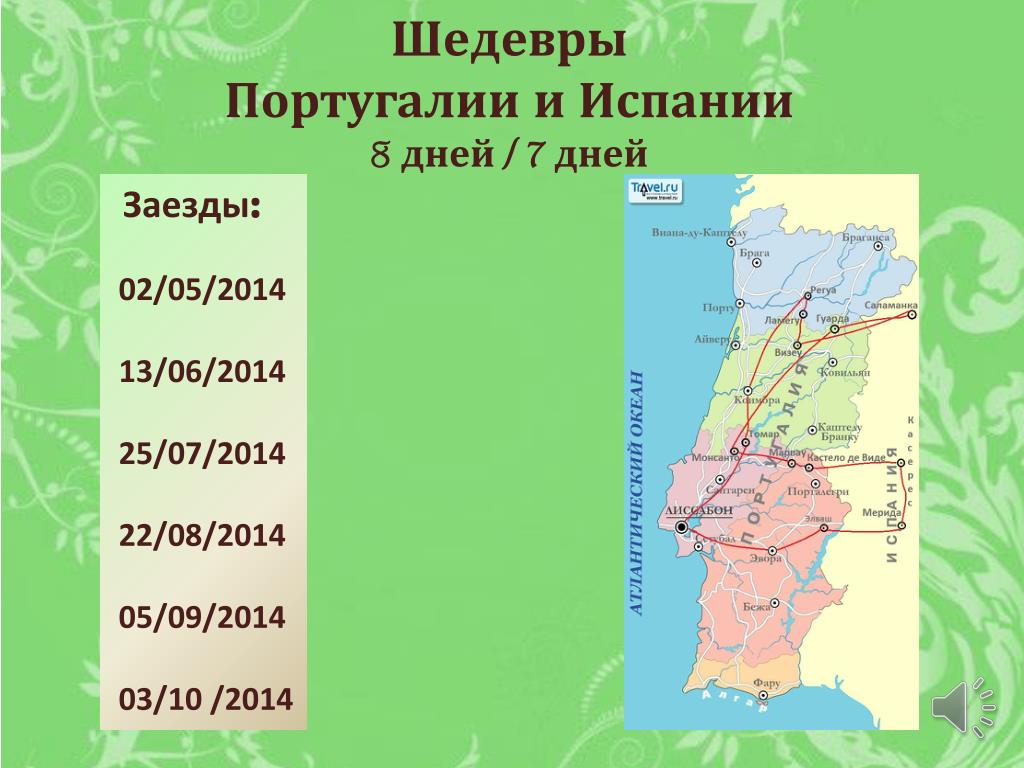 Карта испании и португалии на русском