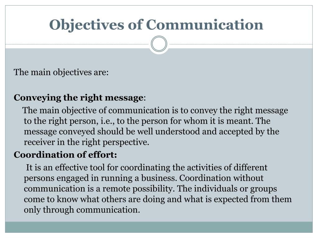 Speech Communication Learning Objectives