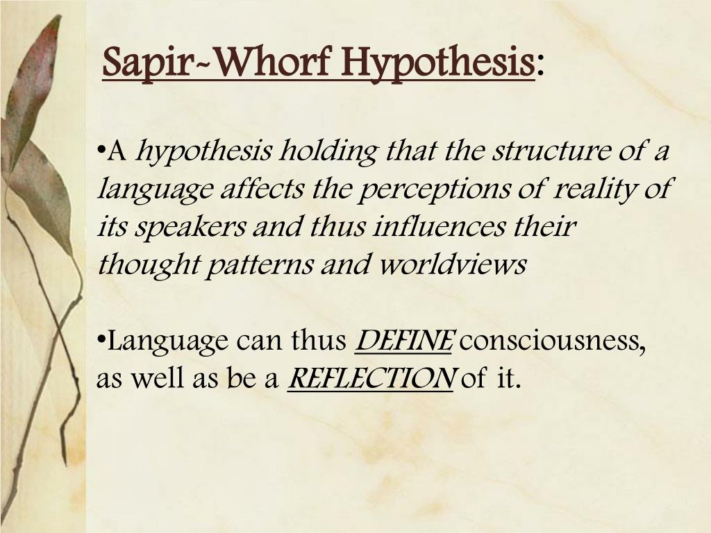 sapir whorf hypothesis anthropology
