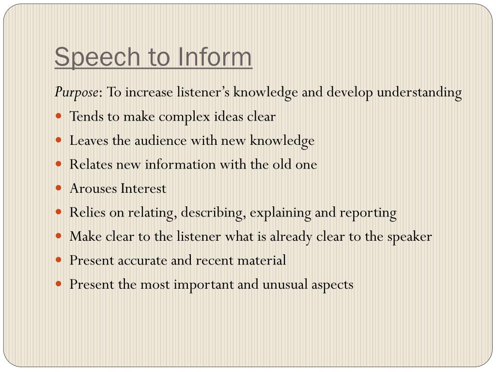 speech to inform definition quizlet