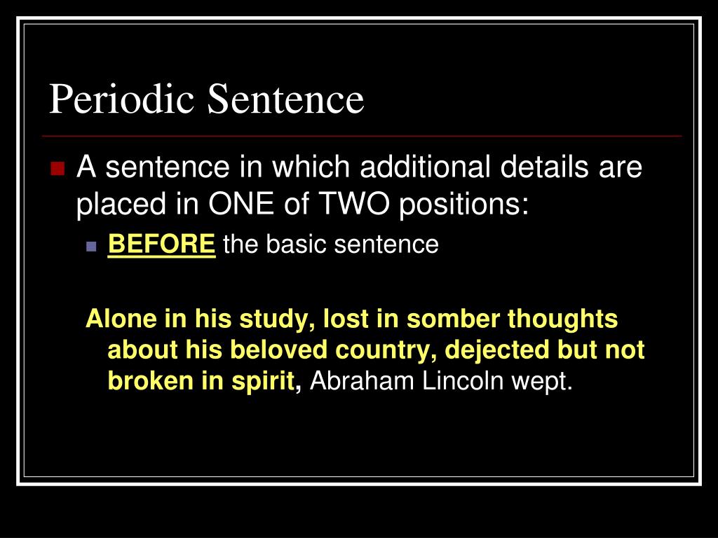 Periodic Sentence Worksheet