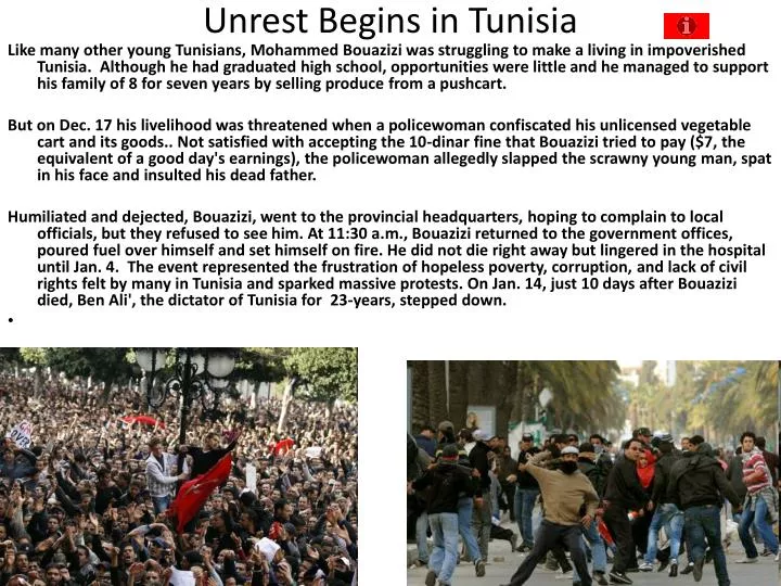 unrest begins in tunisia n.