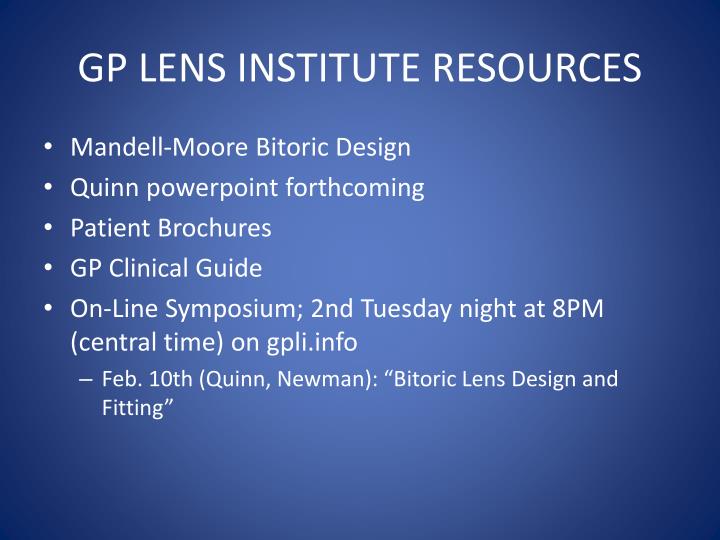 ppt successful toric gp