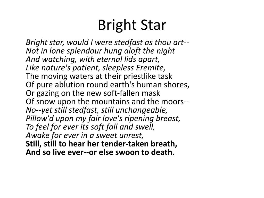 bright star would i were stedfast as thou art summary