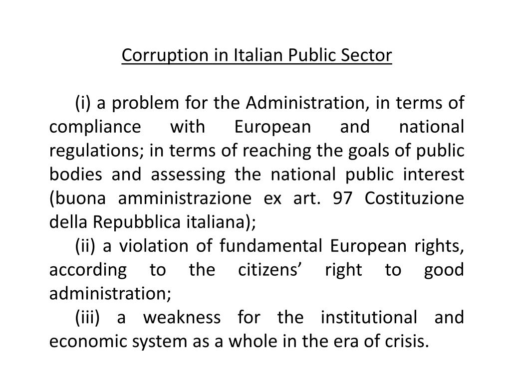 PPT - Fighting Corruption in the Italian Public Sector: Legal Reforms ...
