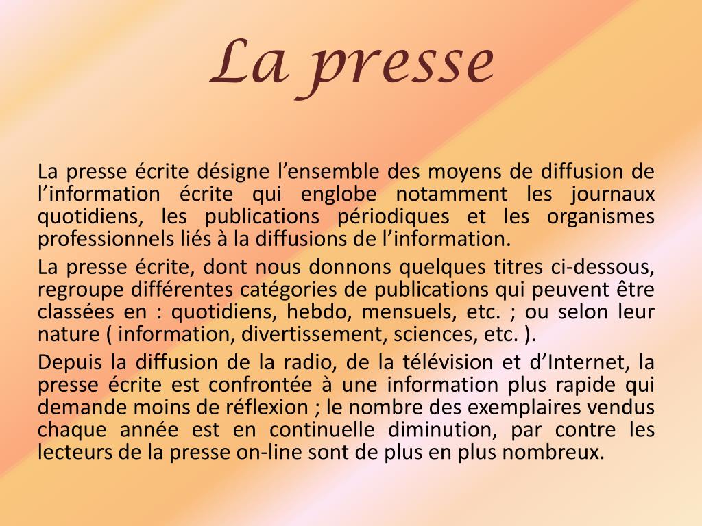 PPT - La presse PowerPoint Presentation, free download - ID:2226214