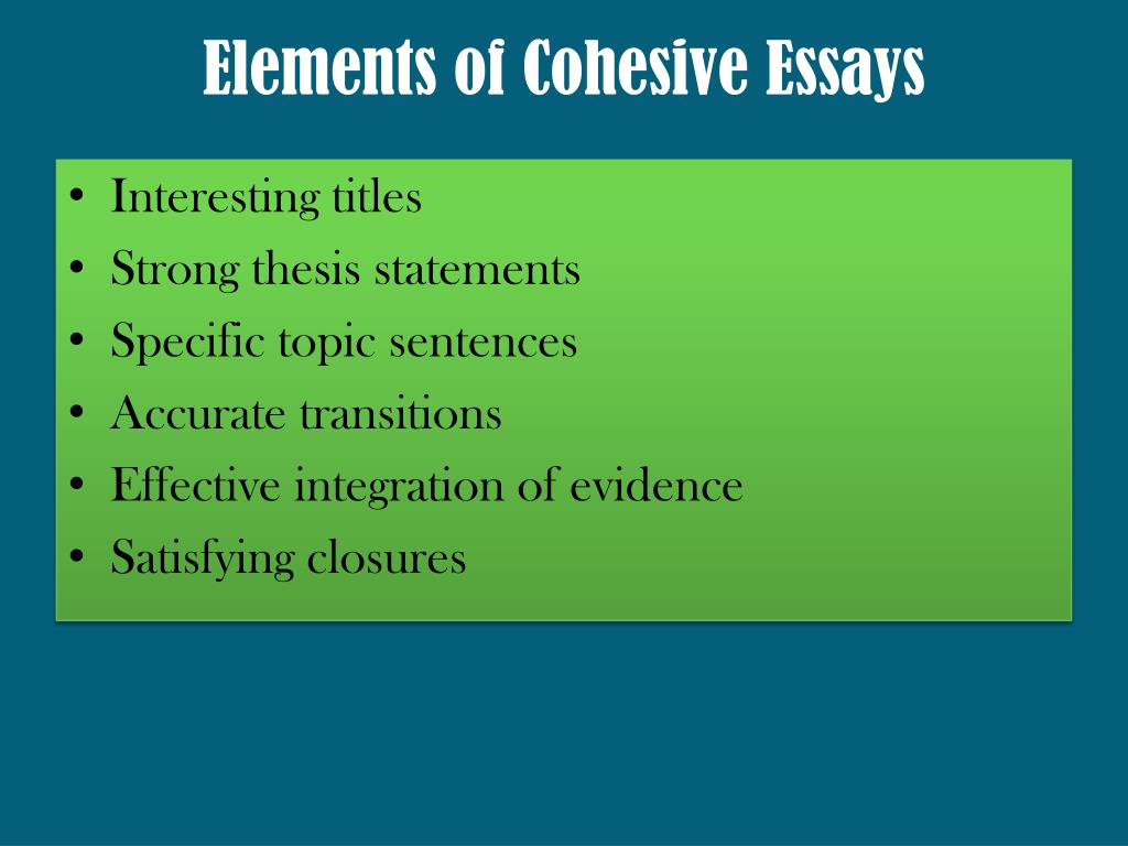 one cohesive essay