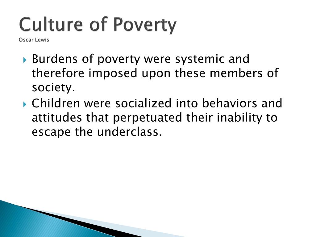 the stock story of the culture of poverty thesis